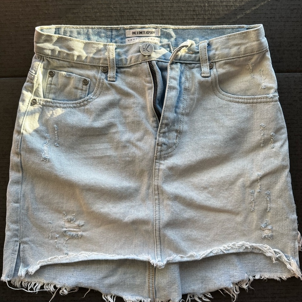 One teaspoon denim light wash skirt